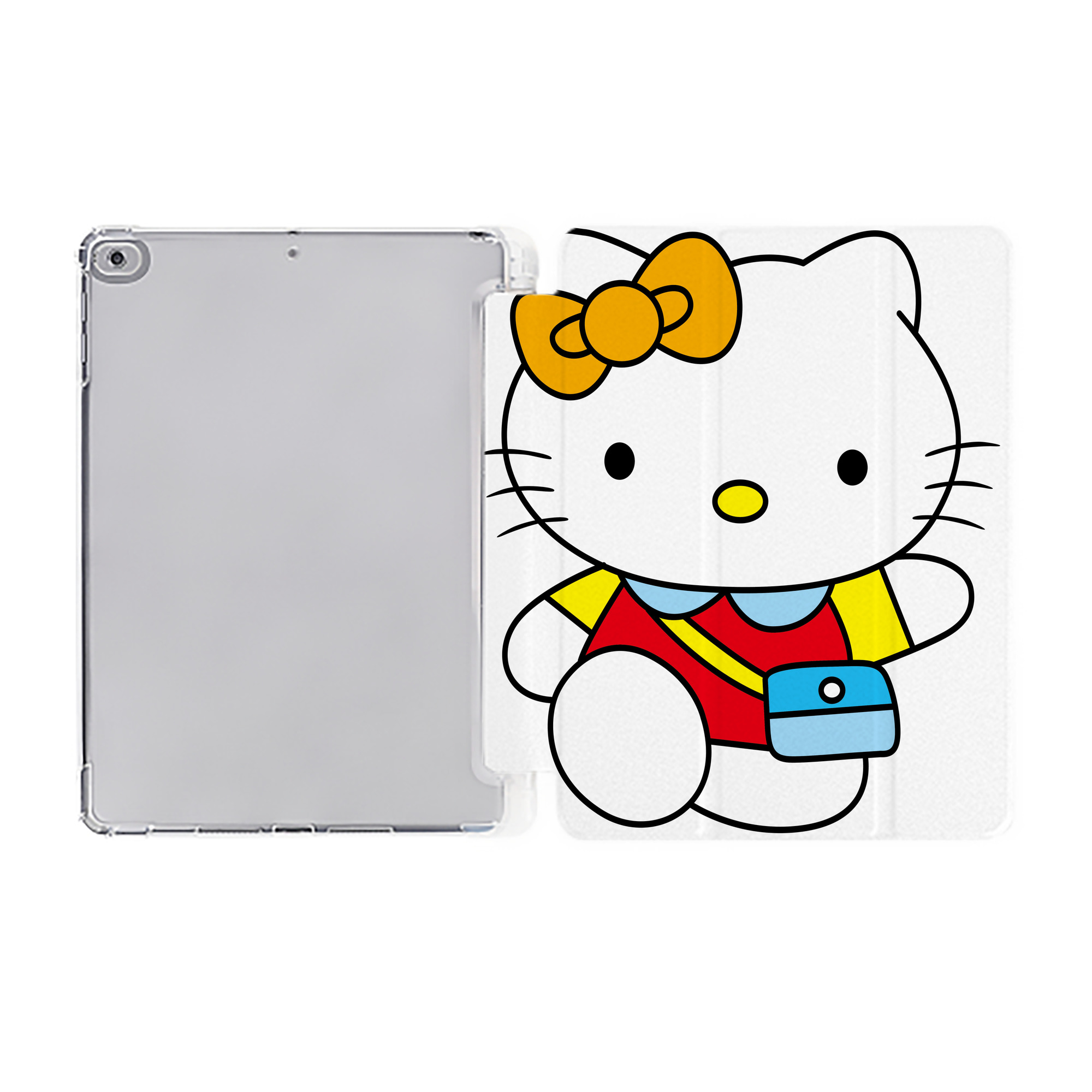 （画像用） Hello Kitty ハローキティ IPad ケース ペン収納付き 三つ折りスタンド PUレザー×シリコン 対応機種9.5/10.5/10.9インチ